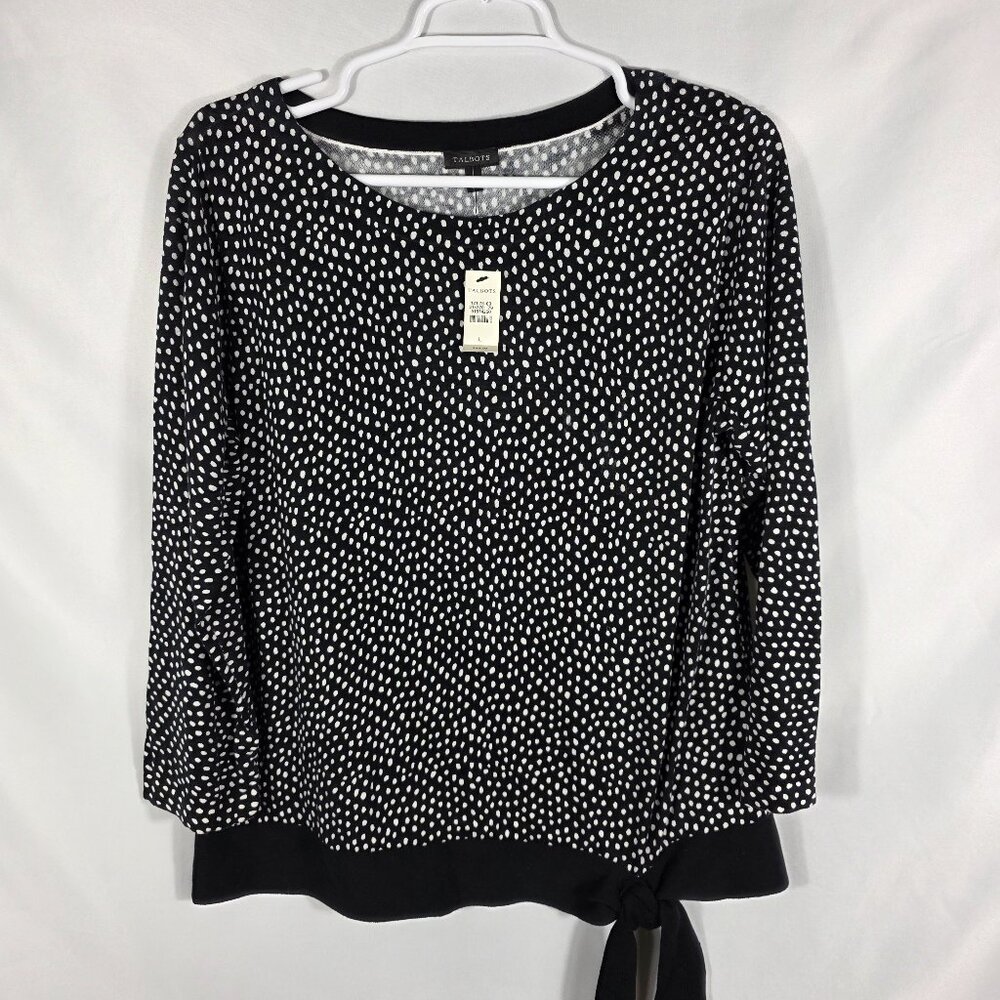 Talbots Black & White Dot Patterned Sweater Women… - image 1